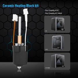 K1C Ceramic Heating Block Kit, Integrated Sprinkler Head Kit Quick Swap Nozzle 60W Faster Heating 300°C High Temperature Resistant High Flow Hotend Kit for K1C