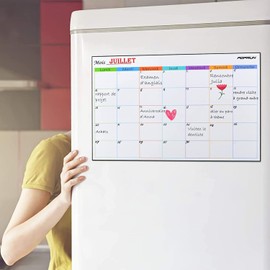 POPRUN Wipe Clean Whiteboard Monthly Planner / Weekly Planner French 43 x 28 cm