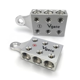 Vgate 6x2/0 AWG Gauge Post Battery Terminals, for Lithium or AGM Lead Acid Battery with Bolt Down Ends or Threaded Studs, M10 or 3/8”-16