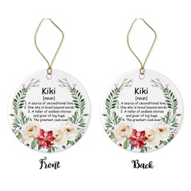 GavinsDesigns Kiki Noun Ornament, Family Definition, Kiki Definition Ornament, Christmas Ornament for Kiki, Kiki Gifts, Chirstmas Tree Ornament Printed on Both Sides White