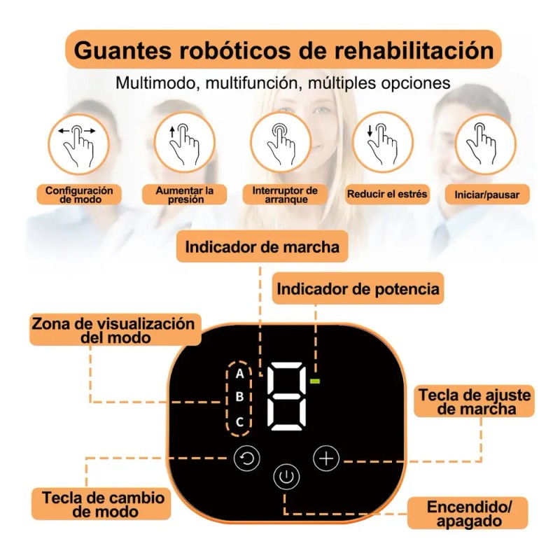 Guantes De Robot Rehabilitación Manos Entrenador Ejercicio Color Orange Left