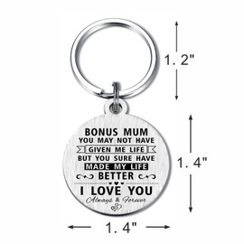 MOQIYXL Bonus Mum Christmas Gifts, Stepmum Birthday Gifts Keyring, Meaningful Step Mum Christmas Gifts, Thank You for Loving Me As Your Own