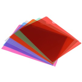 PATIKIL L Type Folders 12 Pack A4 Plastic File Project Pockets Clear Paper Document Jacket Sleeve for Office, Multicolor