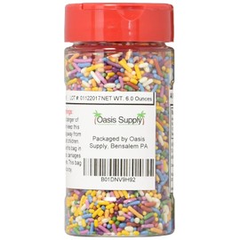 Oasis Supply Brilliant Rainbow Mix Cane Sugar Sprinkles, Naturally Colored, 6 Ounce