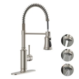 APPASO Kitchen Faucets with Pull Down Sprayer, Single Handle High Arc Brushed Nickel Kitchen Faucet, Stainless Steel Faucet for Kitchen Sink, 20 Inch Pull Out Kitchen Faucets with Deck Plate