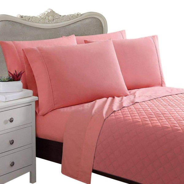 Six (6) Piece EASTERN KING Size, BLUSH Solid / Plain,