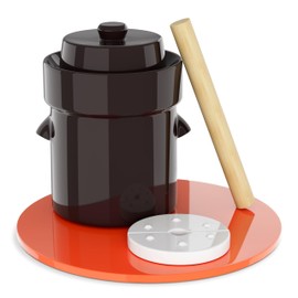 Humble House Fermentation Crock 1/2 Gallon Sauerkrock Sauerkraut Crock with Lid Weights & Pounder - Brown Ceramic Fermenting Crock Kit for Pickling Cabbage Kimchi Vegetables 2 Liter Fermentation Jar