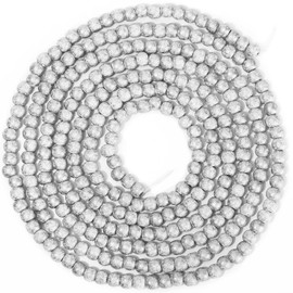 9 Feet Boho Silver Wood Bead Garland with Frost Wooden Beads - Decorative for Christmas Holiday and Party Supplies