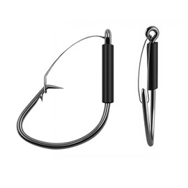 Natufish 25-Pack 2X Strong Weedless Wacky Rig Hooks - Ultra Sharp Neko Rig Circle Weedless Hooks for Bass & Catfish,Saltwater & Freshwater (1/0_25PCS)