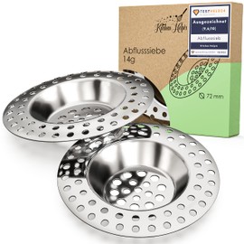 Kitchen Helpis® 2 x Drain Strainer All Drains 14 g, Hair Strainer Shower Stainless Steel Drain Strainer Quick Drain Hair Strainer Prevents Flushing Away Strainer for Sink Easy to Clean