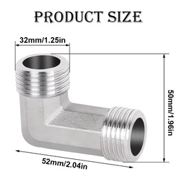 2 pieces 90 degree 304 stainless steel angle, 1 inch AG/AG stainless steel bend 90°, DN25 pipe angle bend, 1 inch male thread x 1 inch male thread pipe angle for irrigation systems
