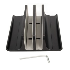Vertical Laptop Stand 2 Slots Anodized Aluminium Alloy Adjustable Space Saving Laptop Holder for 0.63 to 2.36in Thick PC Black