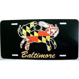 Baltimore Maryland Crab with Flag Design License Plate