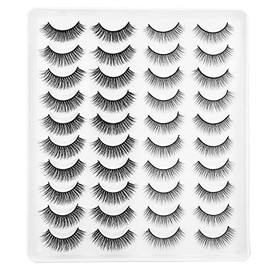 Pestañas Postizas 3D Faux Mink, Juego de 20 Pares Largas y Rizadas, Esponjosas, Autoadheribles para Uso Diario