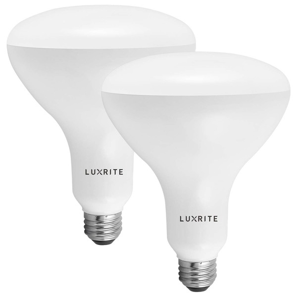 Luxrite LR31822 (2-Pack) 14-Watt LED BR40 Flood Light Bulb, 85W Equivalent, Dimmable, Natural White 3500K, 1100 Lumens, E26 Base, UL Listed