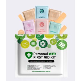 Portable Travel Size First Aid Kit - Perfect for Home, Office, Car, School, Business, Travel, Hiking, College, and Outdoors | Individually Wrapped Medical Kit Products (Green)