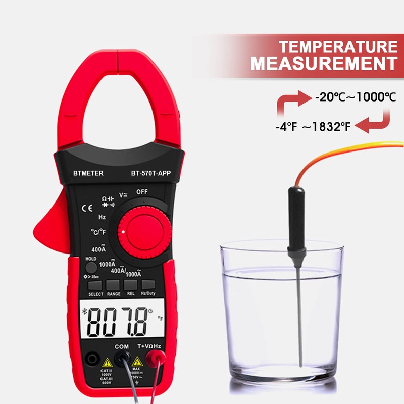 BTMETER AC/DC 1000A Clamp Multimeter, 4000 Counts Digital Clamp-on Meter