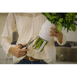 The Amaranth Vase - Unique Design for Easy Water Draining and Stem Access - Impact Resistant Plastic and Marble Blend - The Smart Vase for Floral Arrangements (White)