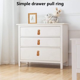 DHER Cabinet Handles for Furniture, Cabinet Leather Handle, 4 Sets Leather Cabinet Handles with Screws, Soft Leather Drawer Handles, Anti-Collision PU Leather Cabinet Handles, Leather Ring Handles