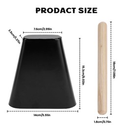 6 Inch Metal Cowbell with Wooden Stick, Percussion Instrument CowBell, Mallet Percussion Cow Bells Noise Maker Musical Handheld Kit Drum Set Instrument Accessories
