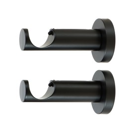 Ivilon Ceiling or Wall Mount Curtain Rod Brackets Holders for Curtain Rods of 7/8 and 1 Inch Diameter. Set of 2. Color Antique Black
