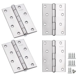 Anstore Door Hinges 4 Inch, Hinges for Wood 4 Pcs, Stainless Steel Cabinet Hinges with 48 Screws, Thickened Bifold Door Hardware, Heavy Duty Gate Hinges for Window, Cabinets, Wooden Boxes