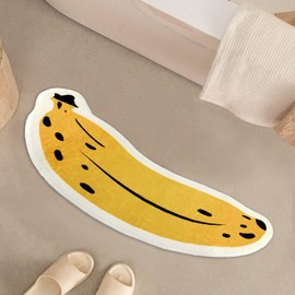 Banana Bath Rugs for Bathroom Non Slip Super Absorbent Bath Mat for Floor Bathmats Washable Yellow Cartoon Bathrugs Carpet Soft Shower Tub Rugs Thick Kitchen Doormat Home Decor 17.7x39.4inch/45x100cm