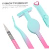WOONEKY 1 Set Eyebrow Tweezers Colorful Metal Beauty Eyelash Holder