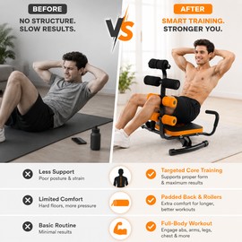 Adjustable Ab Workout Machine for Home Gym – 3-Position Backrest with Foam Support for Full-Body Training