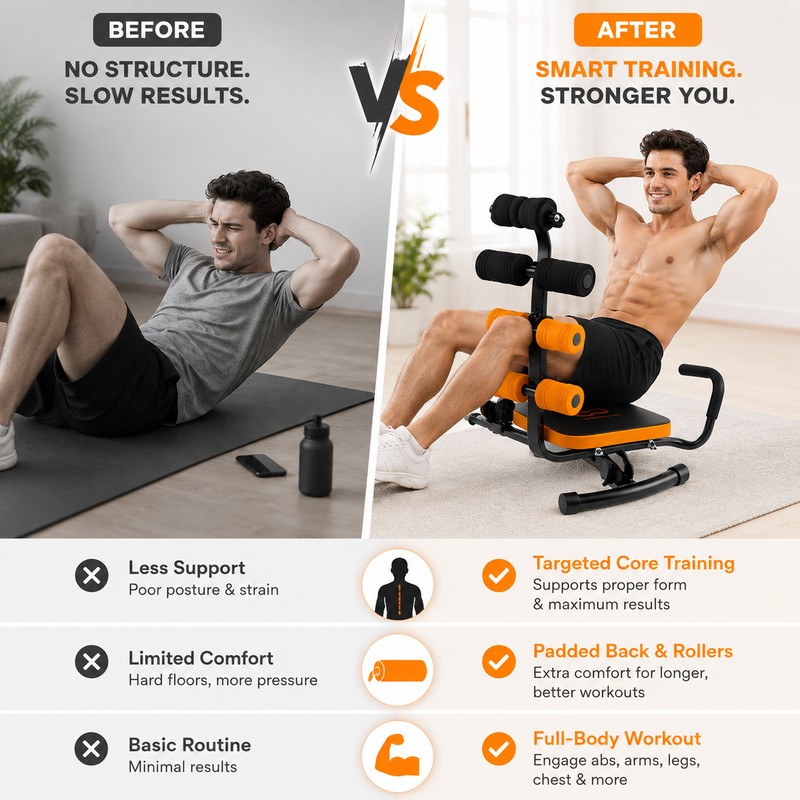 Adjustable Ab Workout Machine for Home Gym – 3-Position Backrest