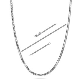 LUHE Silver Chain Sterling Silver Snake Chain Necklace 1MM Italian Crafted Thin Chains Lightweight Strong Chains - Lobster Claw Clasp Gifts for Women 14-30 inchs (3mm snake chain 20in)