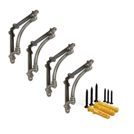 NACH Decorative Shelf Brackets, 4 Pack of 5.5 x 1.2 x 5.5 inch Antique Metal Cast Iron Shelf Brackets - Decorative Brackets for Mounting - Half Round Style Brackets