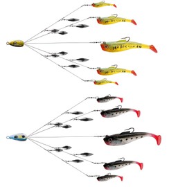 Alabama Rig Kit 5 Arms Alabama Umbrella Rig Bass Fishing Kit a Rig Fishing Lures Bait Rigs with Pre-Rigged Paddle Tail Swimbaits Boat Trolling Willow Blade Multi-Lure Rig