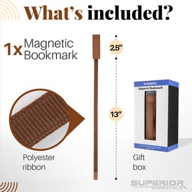 Superior Essentials - Marcador magnético para planificador, piel auténtica, cinta larga para los amantes de los libros, amplifica tu amor por los libros con nuestro elegante marcador de página de