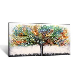Kreative Arts Large Living Room Wall Decor Abstract Canvas Wall Art Colorful Trees Landscape Painting Picture Giclee Print Framed Artwork Modern Home Bedroom Wall Decoration Ready to Hang 20x40inch