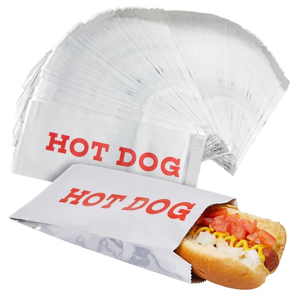 Stockroom Plus 200 Pack Individual Hot Dog Foil Wrappers for Food Trucks, Concession Stands, Restaurants, Fairs (3.7 x 9 In)