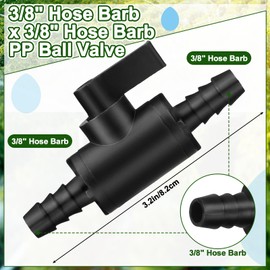Briwooody 3 Pcs 3/8" Ball Valve Barbed Shut off Valve with 2 Way Hose Barb for Sprayer Drip Irrigation and Aquariums, Compatible with Fimco Sprayer