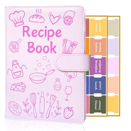 IdeaMarlle Recipe Book to Write in Your Own Recipes, Recipe Binder Hold 160 Recipes, Leather Cover Recipe Cookbook with Divider Tabs,Gifts for Mom Daughter (Pink)