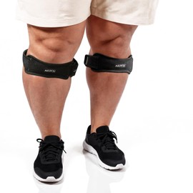 AGPTEK 2 x Rodillera Rotuliana Ajustable para Rodillas Grandes- Alivio de Tendinitis y Artrosis, Estabilización Articular para Running, Senderismo, Te