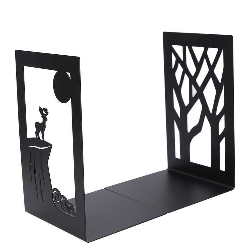 2pcs Metal Bookend Desktop Bookshelf Storage Book Documents Divider Craft