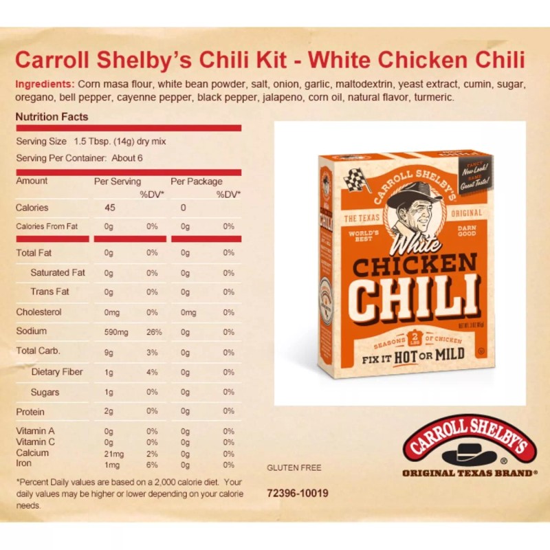 Carroll Shelby's White Chicken Chili (Pack of 8)