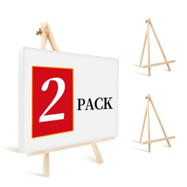 2 Pack 14 Inch Wood Easels, Tabletop Easels, Easel Stand for Painting, Tripod Painting Easels for Art & Crafts, Portable Canvas Holders