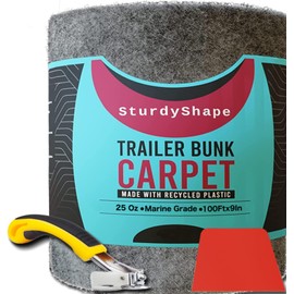 SturdyShape Boat Trailer Bunk Carpet Kit 9inx100ft - Marine Carpet Covers for Trailers, Lift Runners, and Jet Skis - (1, Black) (9x100 Grey)