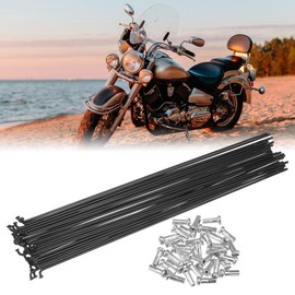 QUARKZMAN Bicycle Carbon Steel Spokes 14G 244 mm with Nipples Black Pack of 36