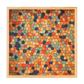 PEMAR 12.2" Square All Bamboo Serving Tray with Handle for Foods & Drinks. Pattern Printed on Woven Bamboo. Square Breakfast Lap Trays Wooden Decorative Platters for Coffee Table, Bed Eating (Mosaic)