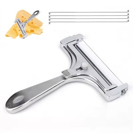 ARTICHIC Stainless Steel Wire Cheese Slicer for Cutting Large Cheeses, Adjustable Cheese Cutter, Comes with 4 Bonus Wires, Perfect for Cheddar, Mozzarella, Raclette and Gruyere