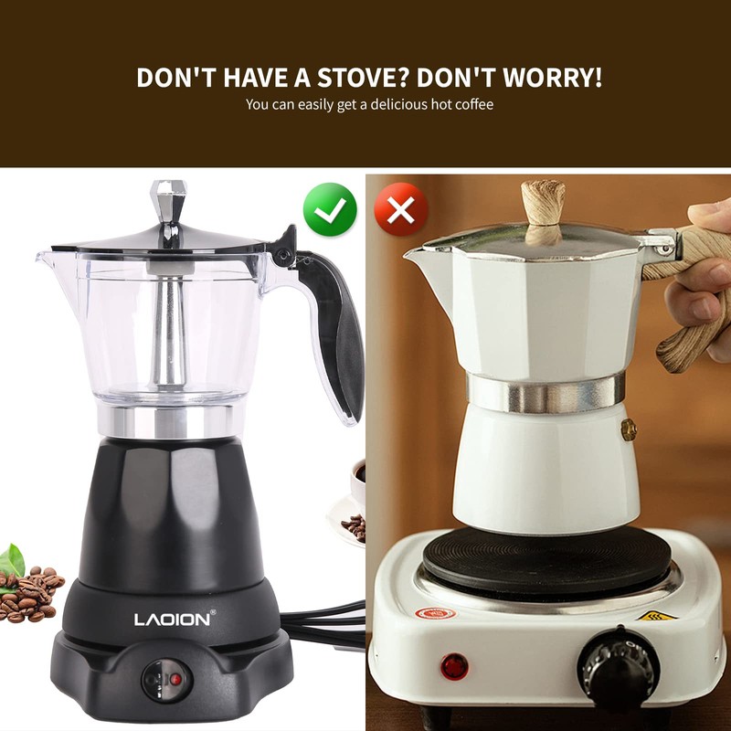 LAOION Cuban Coffee Maker, 6 or 3cup Electric Espresso Coffee