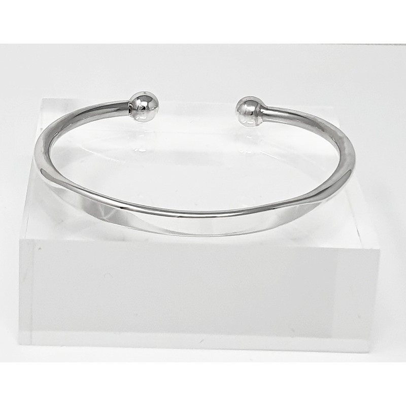TreasureBay Men's Solid 925 Sterling Silver Torque Bangle Bracelet -