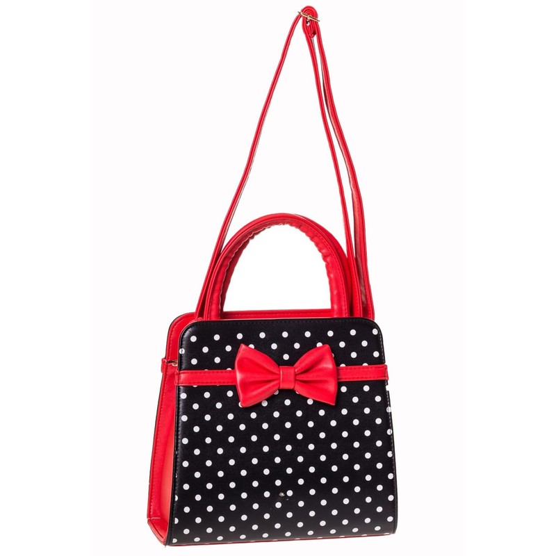 Banned Carla Retro Bag 50s Rockabilly Polka Faux Leather Top