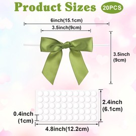 HINZIC 20pcs Green Twist Tie Bow for Gift Wrapping, 3.5" Premade Gift Bow Decor, Small Satin Ribbon Bowknot for Christmas Birthday Party Candy Cookies Treat Bags Decoration
